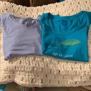 2  Shirts. 1 tank & 1 cap sleeve.  Size Lg